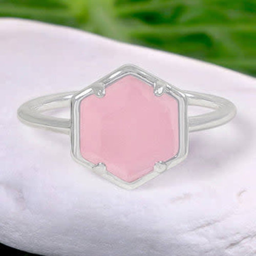 Hexagon Ring - Rose Quartz