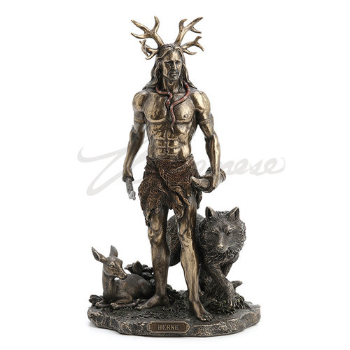 Herne The Hunter With Deer And Wolf