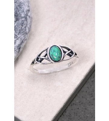 Turquoise & Sterling Silver Celtic Ring - SS
