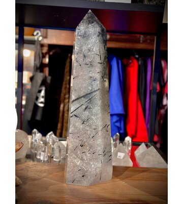 Tourmalinated Quartz Obelisk (15" x 4")