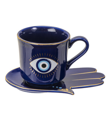 Evil Eye Cup and Saucer Set (BLUE)