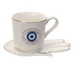 Evil Eye Cup and Saucer Set (WHITE)