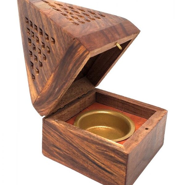 Wooden Temple Cone/Charcoal Burner 5"H