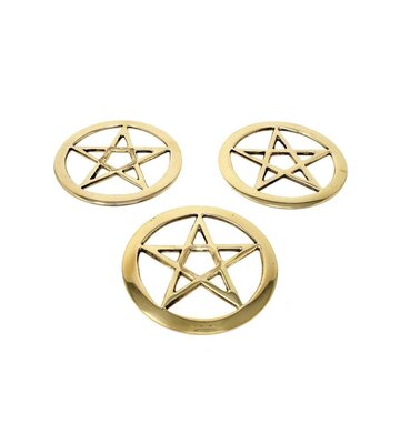 Pentagram Cut Out Brass Altar Tile 3"