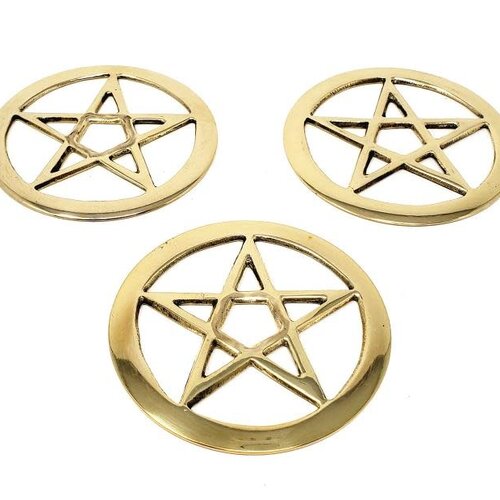 Pentagram Cut Out Brass Altar Tile 3"