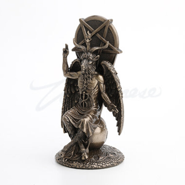 Statue Of Baphomet Sitting On Globe