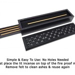 Black Finish Wood Incense Box Burner w/Storage (Fire Proof Felt - Just place Incense on Top)