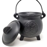 Tree of Life Cast Iron Cauldron with Lid 8"H 5"W