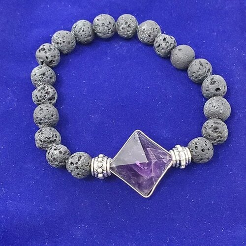 Lava & Amethyst Pyramid Bracelet