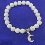 Howlite Gem Stone Bracelet with Cresent Moon Charm