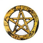 Black w/Gold Pentagram Metal Altar Tile 4"