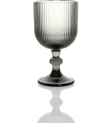 Vintage 12 Fl Oz Ribbed Glass Goblet - Solid Grey