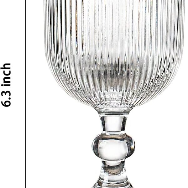 Vintage 12 Fl Oz Ribbed Glass Goblet - Clear