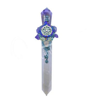 Athame – Amethyst End With Rose Quartz Point - 7.75″