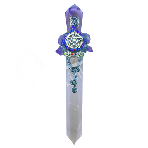 Athame – Amethyst End With Rose Quartz Point - 7.75″