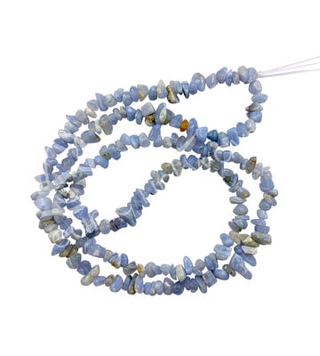 Blue Lace Agate Chips Necklace - 32"L