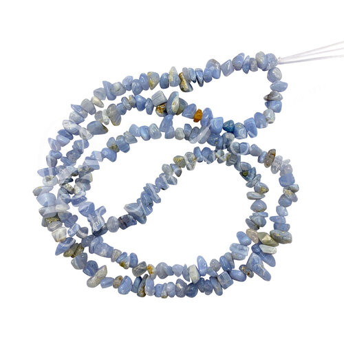 Blue Lace Agate Chips Necklace - 32"L