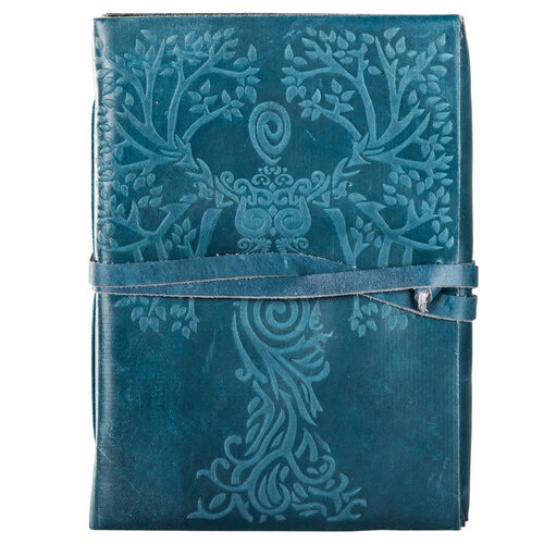 Blue Suede Goddess Tree Journal 5" x 7" w/ Antiqued Paper