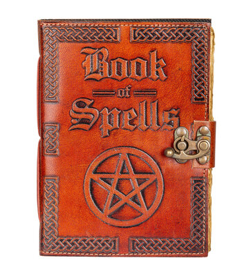Book of Spells Leather Journal 5" x 7" w/ Antiqued Paper