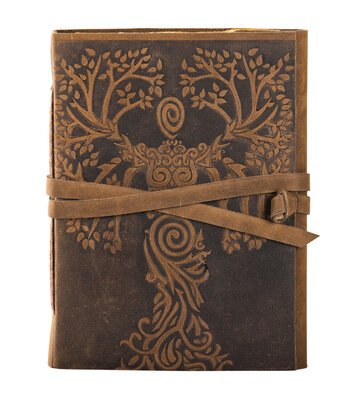 Brown Suede Goddess Tree Journal 5" x 7" w/ Antiqued Paper