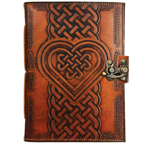 Celtic Heart Leather Journal 5" x 7" w/ Antiqued Paper