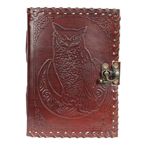 Owl Leather Journal 5" x 7" w/ Antiqued Paper