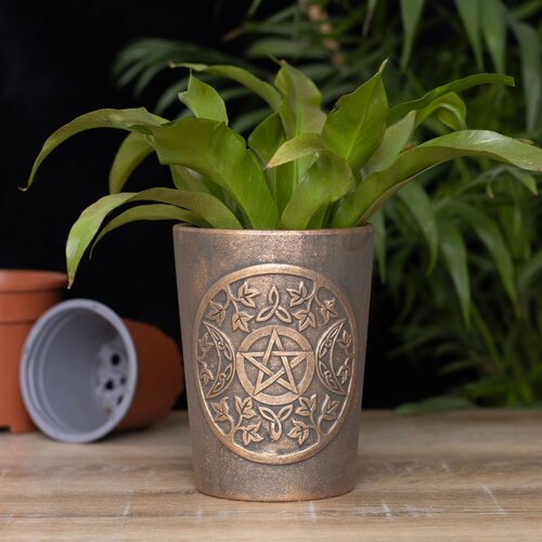 Triple Moon Bronze Terracotta Plant Pot By Lisa Parker 5x6.5In