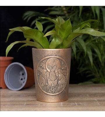 Moon Shadows Bronze Terracotta Plant Pot By Lisa Parker 5x6.5In