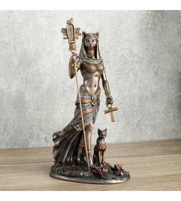 Egyptian Goddess Bastet Holding Sistrum And Ankh