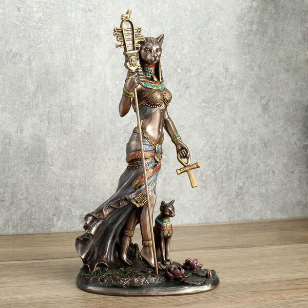 Egyptian Goddess Bastet Holding Sistrum And Ankh