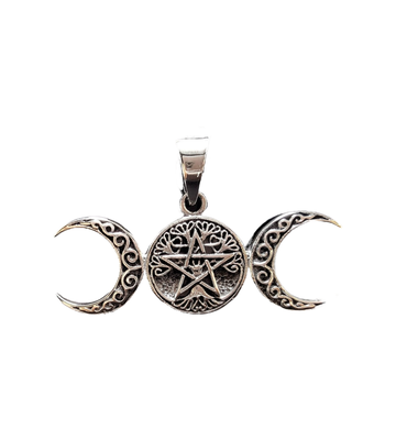 Triple Moon With Pentacle Pendant