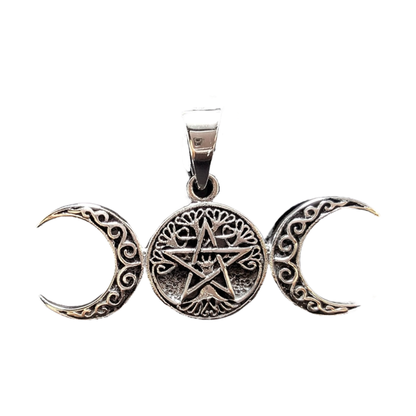 Triple Moon With Pentacle Pendant