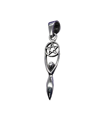 Goddess Holding Pentacle Pendant Sterling Silver