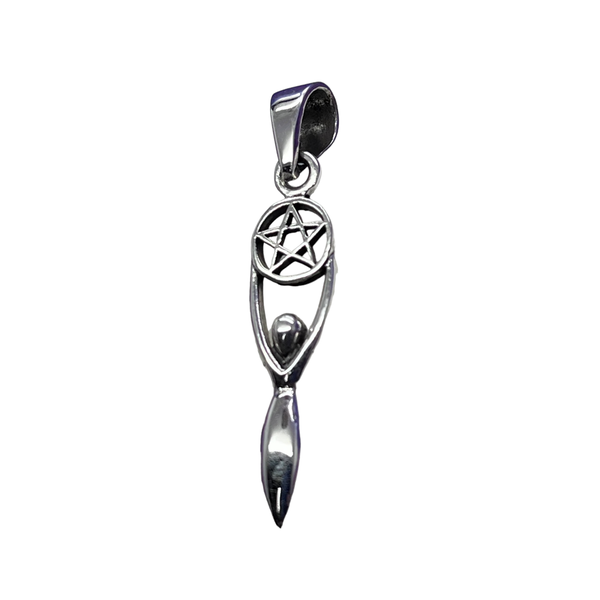 Goddess Holding Pentacle Pendant Sterling Silver