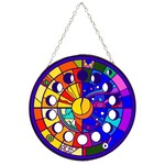 Moon Phases Stained Glass Suncatcher 6"D