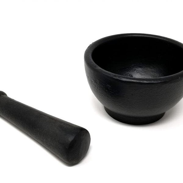Cast Iron Cauldron 3.5"D x 2" H w/ Cast Iron Pestle