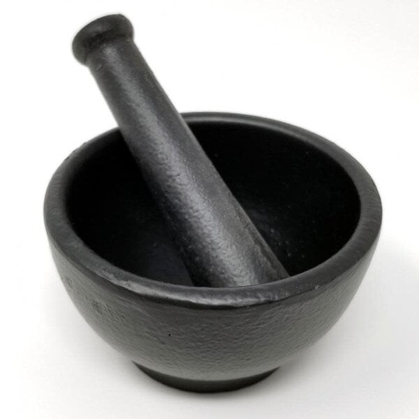 Cast Iron Cauldron 3.5"D x 2" H w/ Cast Iron Pestle