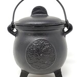 Tree of Life Cast Iron Cauldron with Lid 8"H 5"W