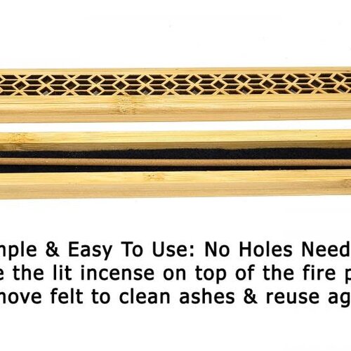 Natural Finish Wood Incense Box Burner w/ Fire Proof Felt