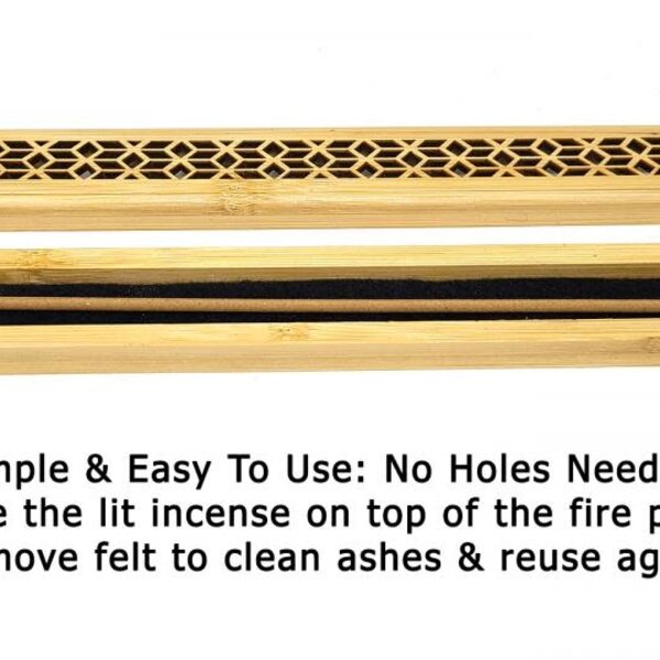Natural Finish Wood Incense Box Burner w/ Fire Proof Felt