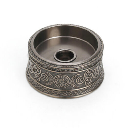 Wicca Celtic Triple Moon Votive Candle Holder Round Box