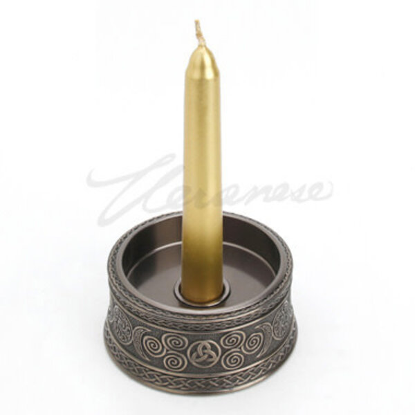 Wicca Celtic Triple Moon Votive Candle Holder Round Box