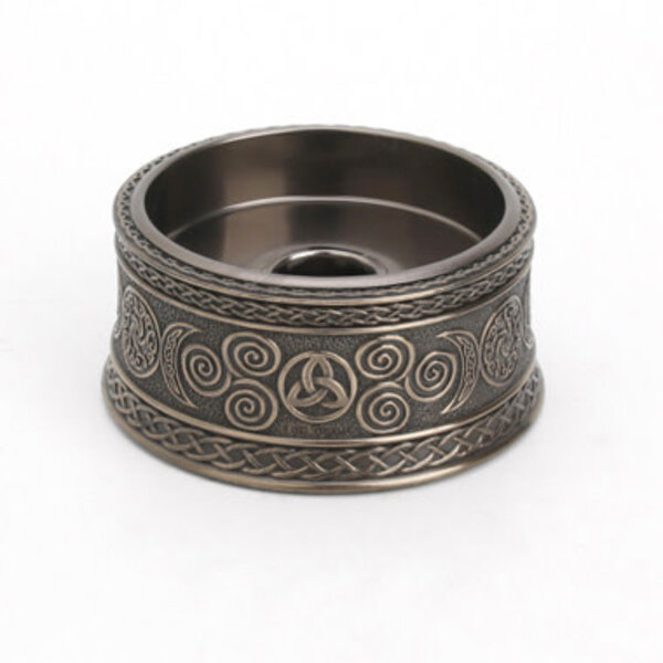 Wicca Celtic Triple Moon Votive Candle Holder Round Box