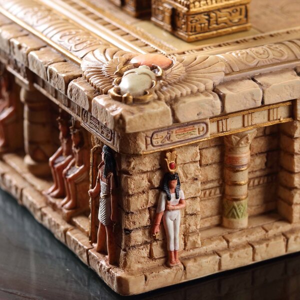 Egyptian Gods Chess Piece Set With Ankh Temple Box Board (32 pcs per set with storage and board)