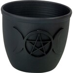 Metal Pot Mini Candle Holder - Triple Moon w/ Pentacle