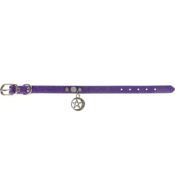 Vegan Leather Dog Collar - Triple Moon - Medium