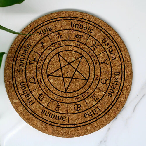 Wheel of the Year Engraved Cork Trivet