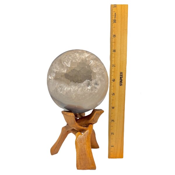 Polished Agate Sphere w/ Crystal Drusy Cluster Center - 5.5"