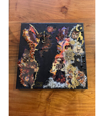 "Dragon's Journey" - Original Collage Artwork by Laurie Cabot 12 in by 12 in