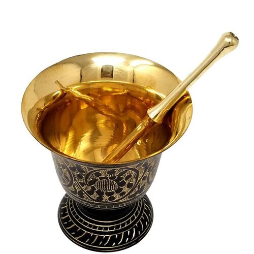 Black Carved Mortar Pestle